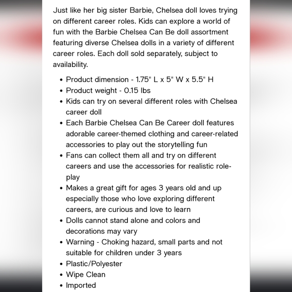 BARBIE CHELSEA I CAN BE ICE SKATER FIGURE SKATER DOLL - Picture 6 of 13